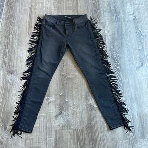 Express Black Fringe Skinny Jeans